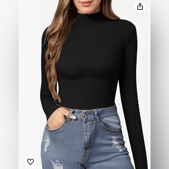 NWT Mangopop Long Sleeve Turtle Neck Bodysuit- size Large - Picture 1 of 6